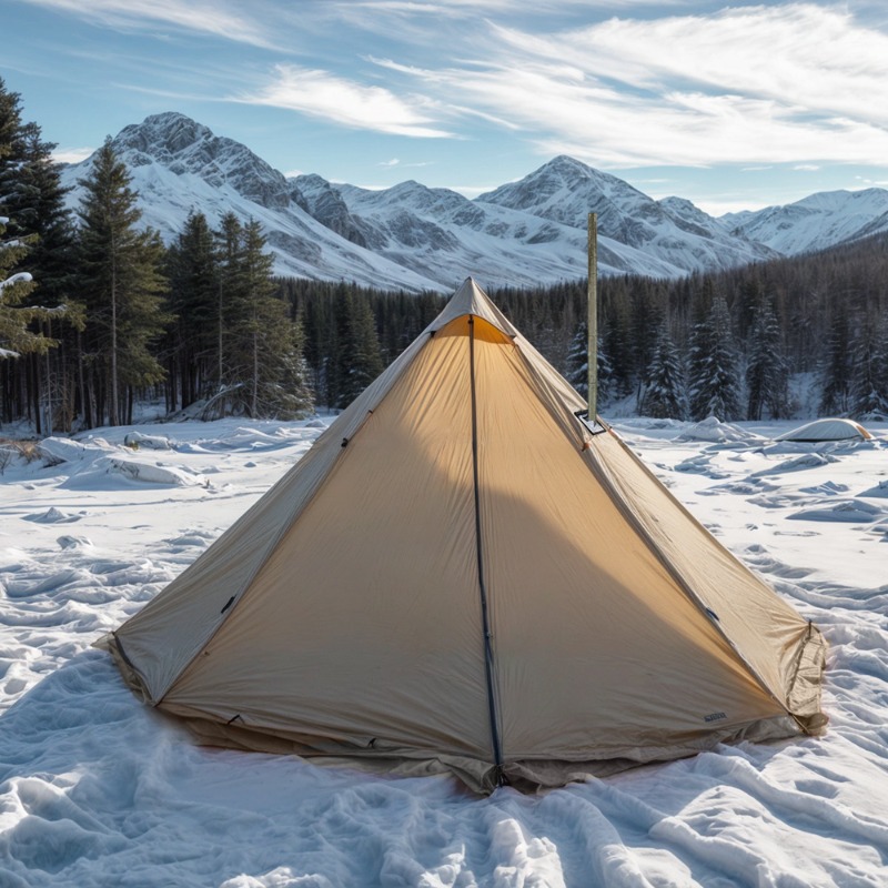 Outdoor Camping Solo - เต็นท์แคมป์ปิ้งทรงปิรามิด น้ำหนักเบาพิเศษ แบบสองชั้น พร้อมช่องปล่องไฟ พกพาสะดวก สำหรับ