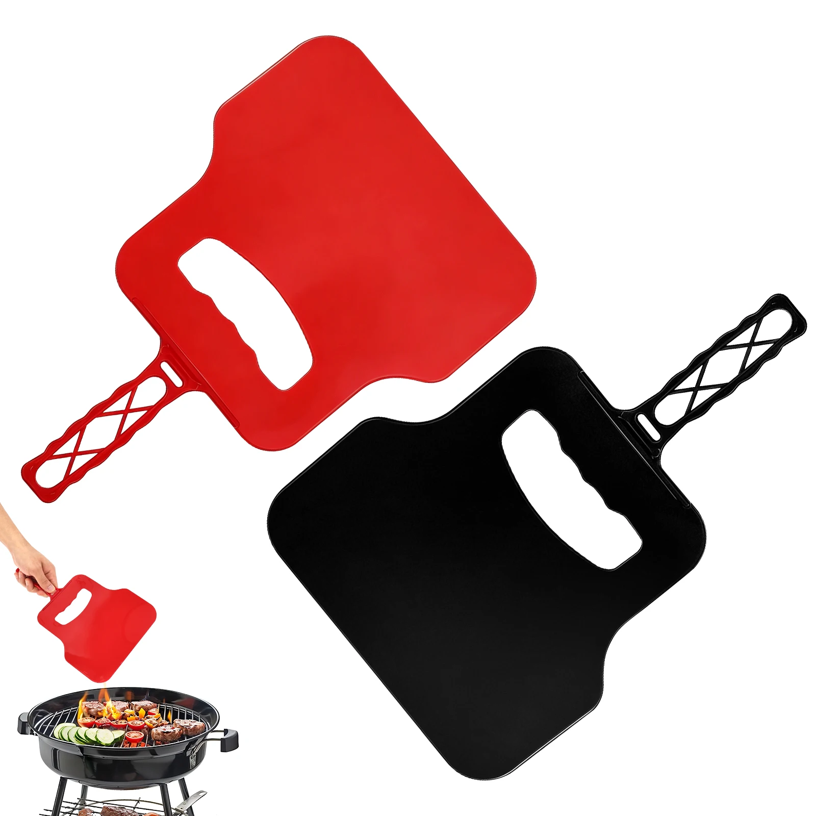 Outdoor Camping Fire - พัดลมมือหมุนพลาสติกแบบพกพา เครื่องจุดไฟสำหรับกิจกรรมกลางแจ้ง แคมป์ปิ้ง บาร์บีคิว ปิกนิก สวน