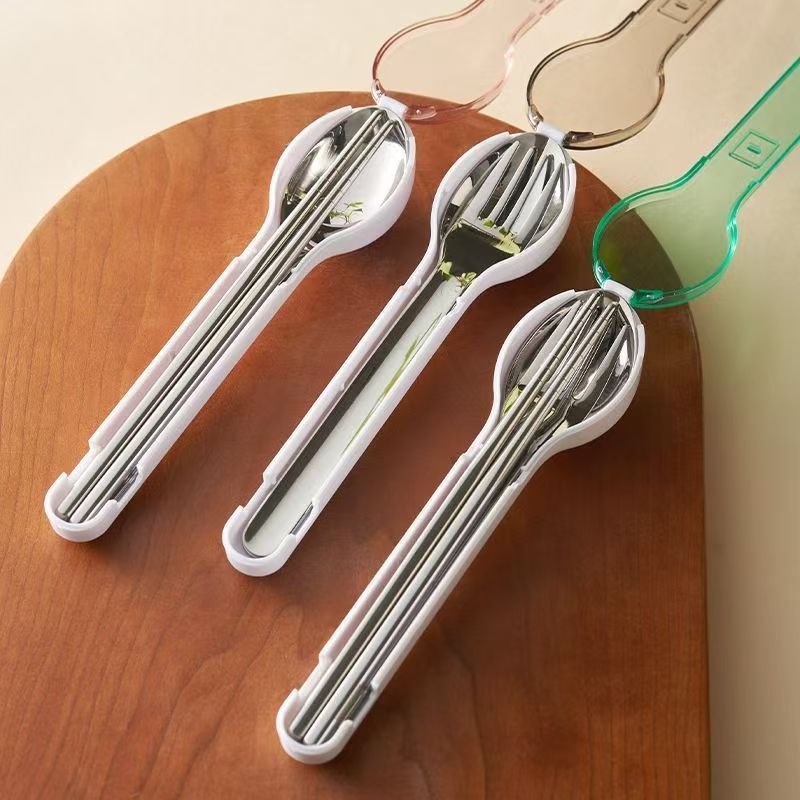 Camp Utensil Set - ชุดช้อนส้อมพกพาพร้อมกล่องเก็บของ สำหรับตั้งแคมป์ เดินทาง ใช้กลางแจ้ง ทำจากสแตนเลส มีด