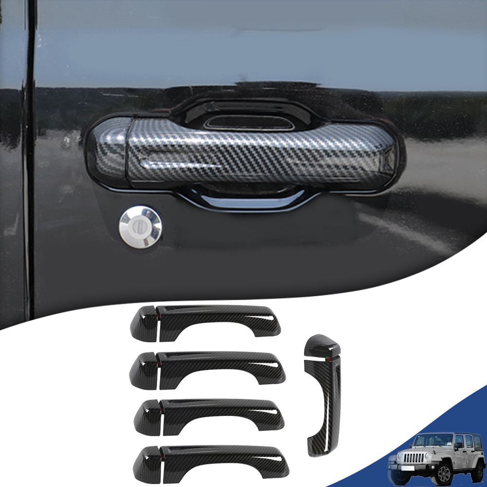 Outdoor Camping Jeep - สติกเกอร์ฝาครอบมือจับประตูท้ายที่จับประตูรถสำหรับรถจี๊ป JL 2018-2023 4ประตูโดยไม่มีรูล็อคอัจฉริยะอุปกรณ์ภายนอก