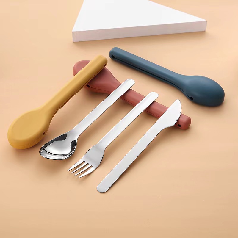 Camp Utensil Set - 3 ชิ้นแบบพกพา Flatware กระเป๋าชุดช้อนส้อมชุดมีดสําหรับอาหารกลางวัน Camping โรงเรียนทํางานปิกนิก