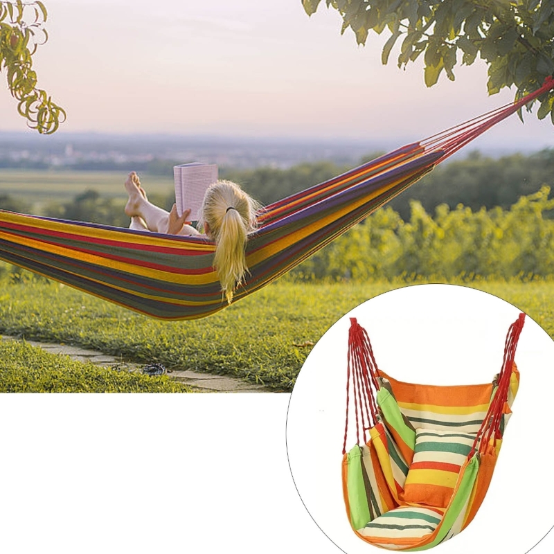 Quality Outdoor Camping Chairs - Ergonomic ระงับเก้าอี้ที่ถอดออกได้หมอนและกระเป๋าถือ Strong กรอบโลหะ Swing เตียงสำหรับ