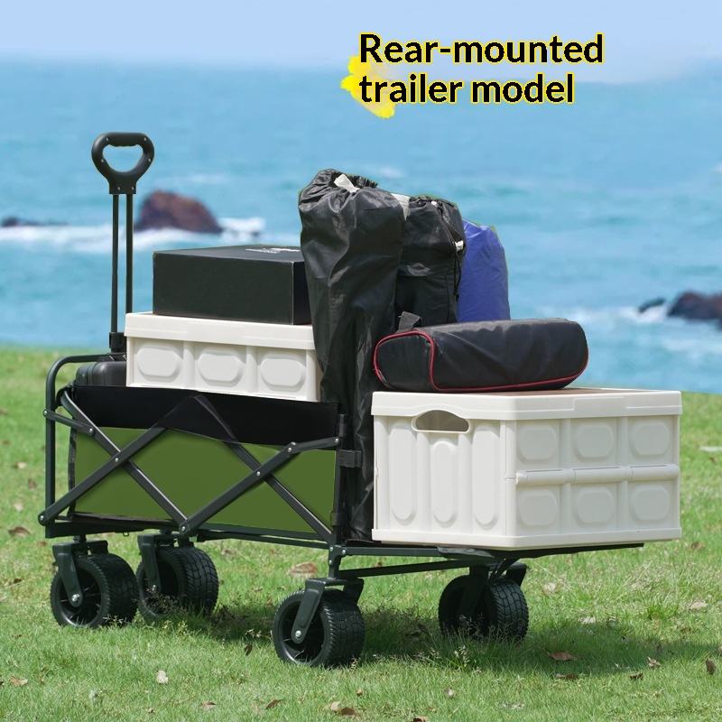 Outdoor Camping Hiking - รถเข็นอเนกประสงค์แบบพับได้ 4 ล้อ สำหรับแคมป์ปิ้ง รับน้ำหนักได้ 175