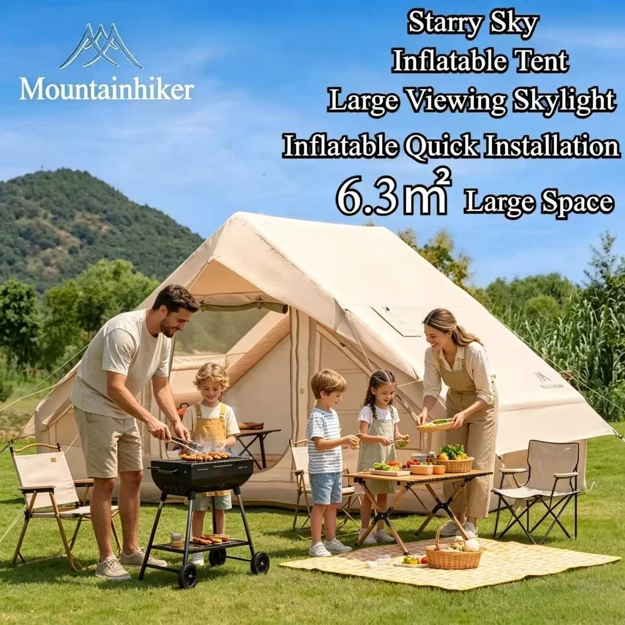 Outdoor Camping Gazebo - เต็นท์เป่าลมขนาดใหญ่พิเศษ MOUNTAINHIKER สำหรับ 3-6 คน เต็นท์แคมป์ปิ้งสำหรับครอบครัว