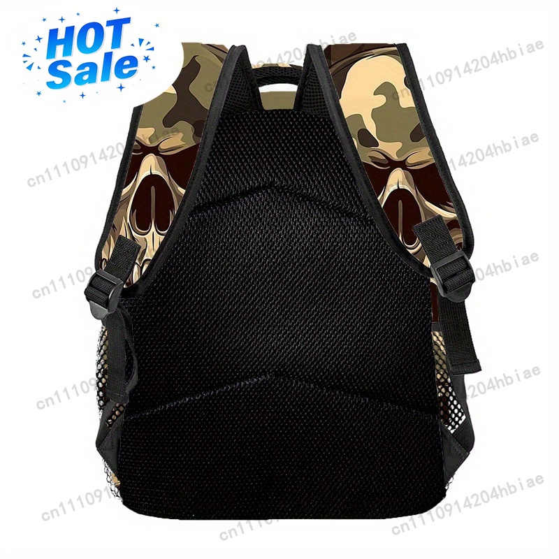 Outdoor Camping Hiking - กระเป๋าเป้พิมพ์ลายกระดูกหัวกะโหลก (10) กระเป๋าเป้กีฬากลางแจ้งสำหรับผู้ชาย กระเป๋าเป้เดินป่า แคมป์ปิ้ง ปาร์ตี้ลำลอง