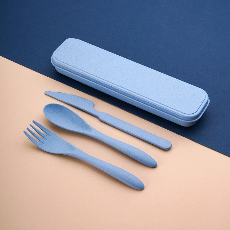 Camp Utensil Set - ชุดช้อนส้อมมีดทำจากฟางข้าวสาลี พร้อมกล่องเก็บ สำหรับตั้งแคมป์ ปิกนิก ท่องเที่ยว และอาหารกลางวัน