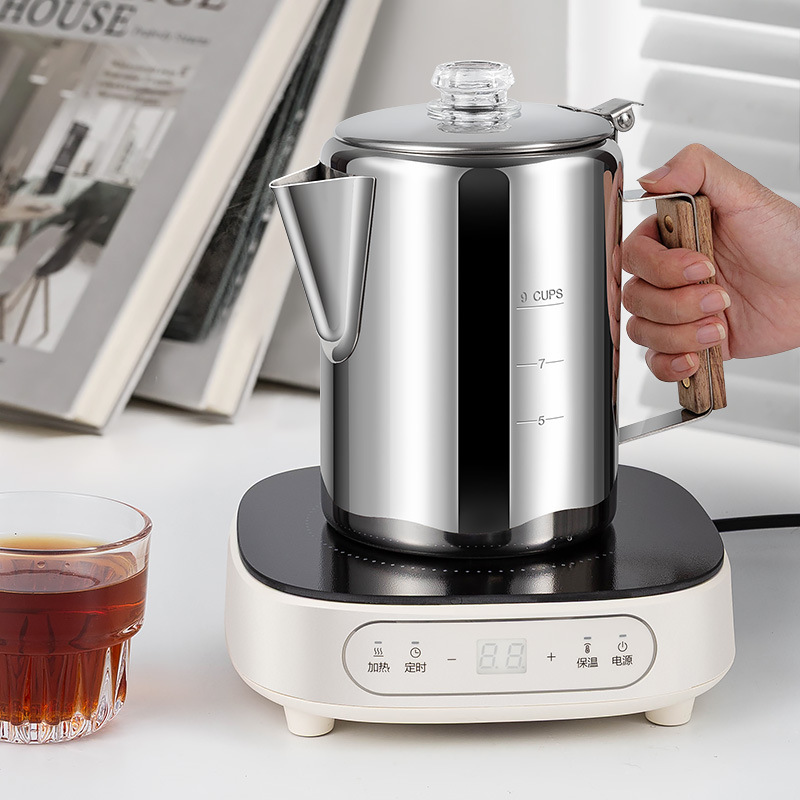 Camp Percolator Coffee - กาต้มน้ำสแตนเลสสำหรับตั้งแคมป์ แบบพกพา สำหรับต้มน้ำ ชงกาแฟ ชา ใช้ได้ทั้งกลางแจ้งและในบ้าน