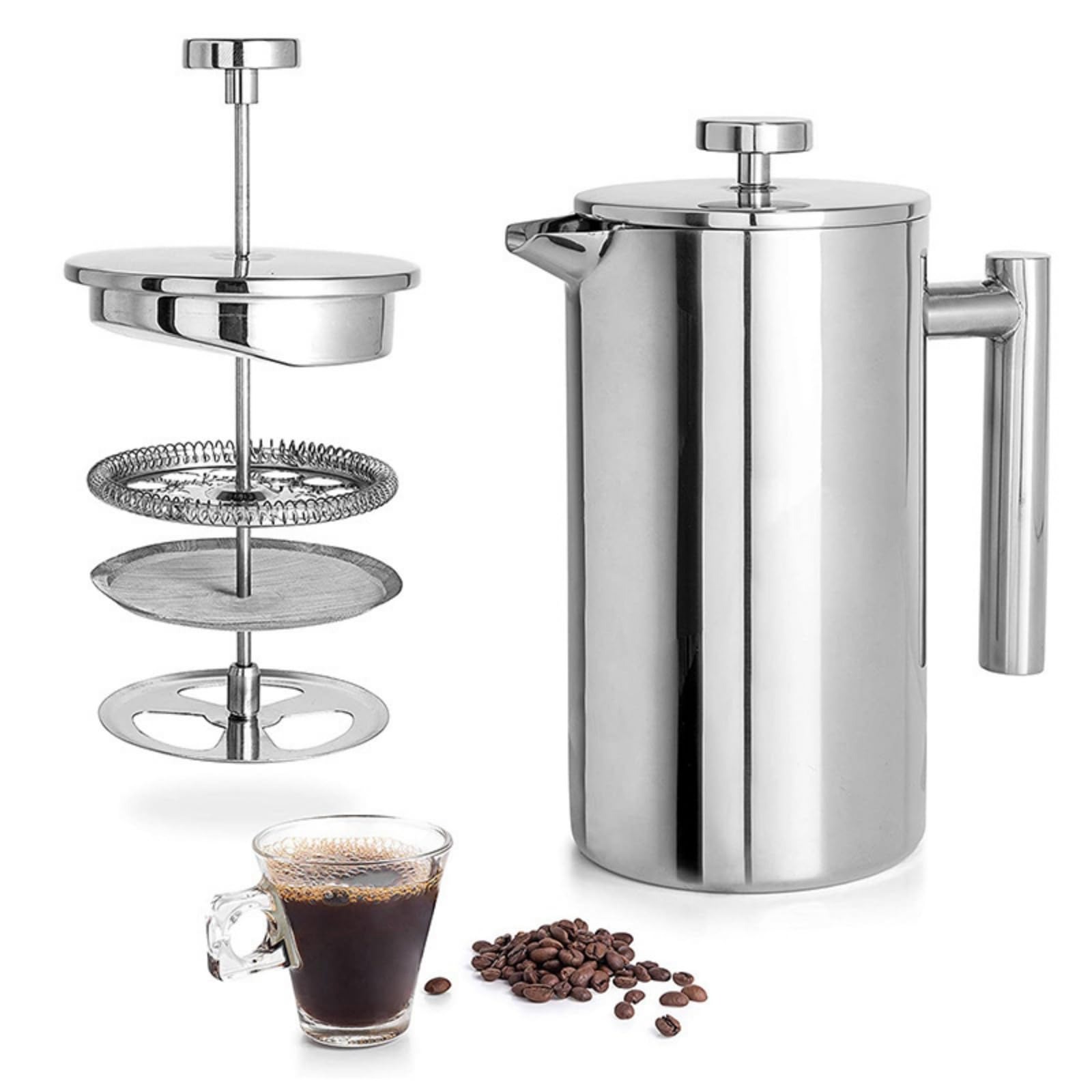 Camp Percolator Coffee - กระบอกชงกาแฟแบบพกพา สแตนเลสสตีล 2 ชั้น เก็บความร้อน พร้อมที่กรองแบบแมนนวล
