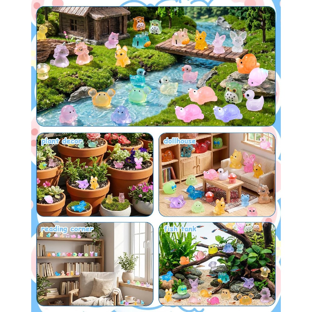Outdoor Camping Items - 3 แพ็ค 12 ชิ้น ถุงสุ่มสัตว์จิ๋วเรืองแสงในที่มืด, ฟิกเกอร์สัตว์เรซินขนาดเล็กเรืองแสง,