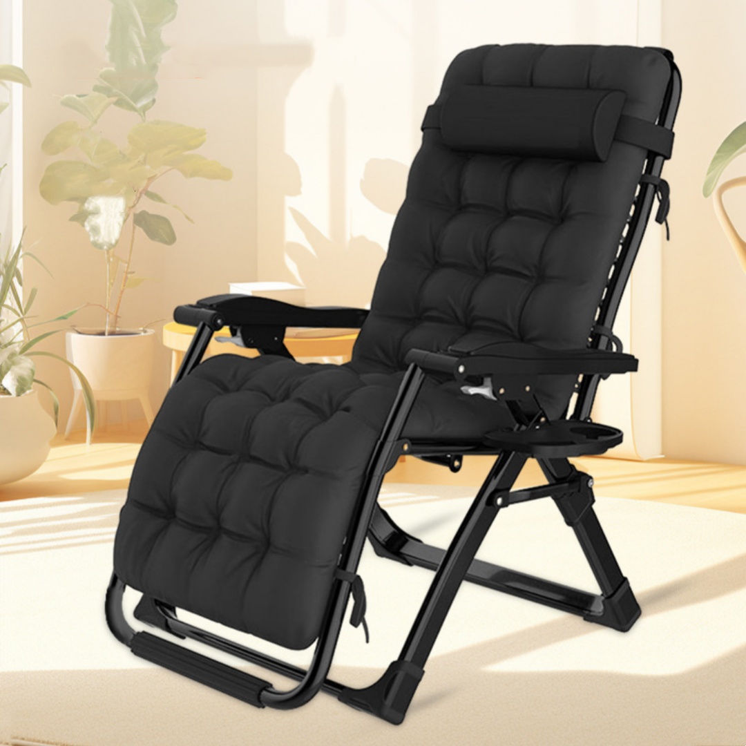 Quality Outdoor Camping Chairs - เก้าอี้พักผ่อนคุณภาพสูง สีดำและสีเทา เบาะหนานุ่ม สำหรับกลางแจ้ง ระเบียงสวน ปรับแต่งสีได้