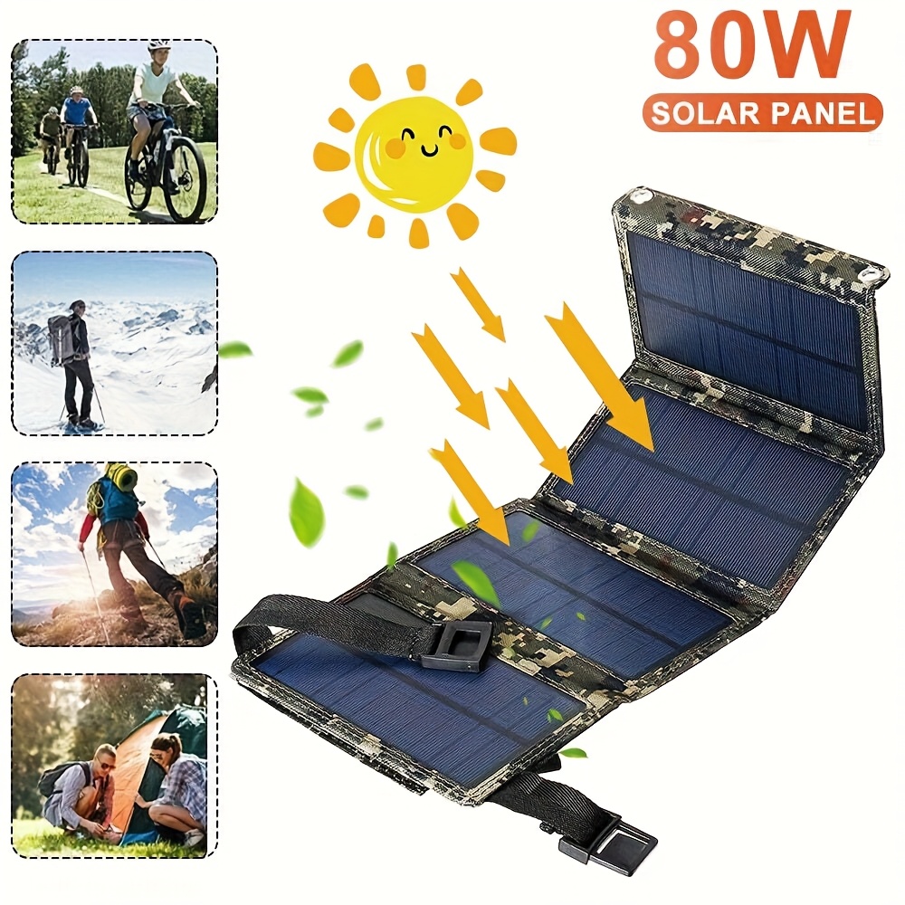 Outdoor Camping - [แผงโซลาร์เซลล์] แผงโซลาร์เซลล์แบบพับได้ขนาด 80 วัตต์ | เหมาะสำหรับการเดินทางกลางแจ้ง