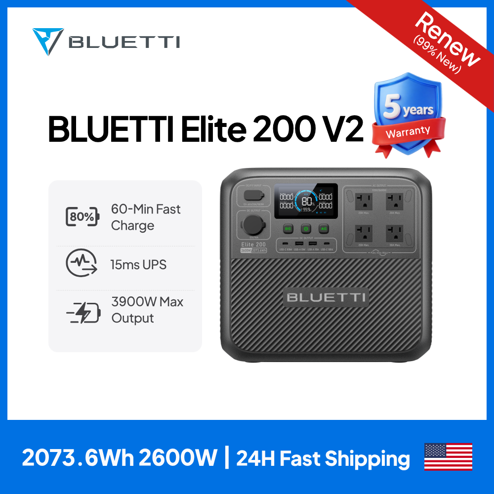 Outdoor Camping Oven - 【รีนิว】BLUETTI Elite 200 V2 สถานีไฟฟ้าพกพา 2600W
