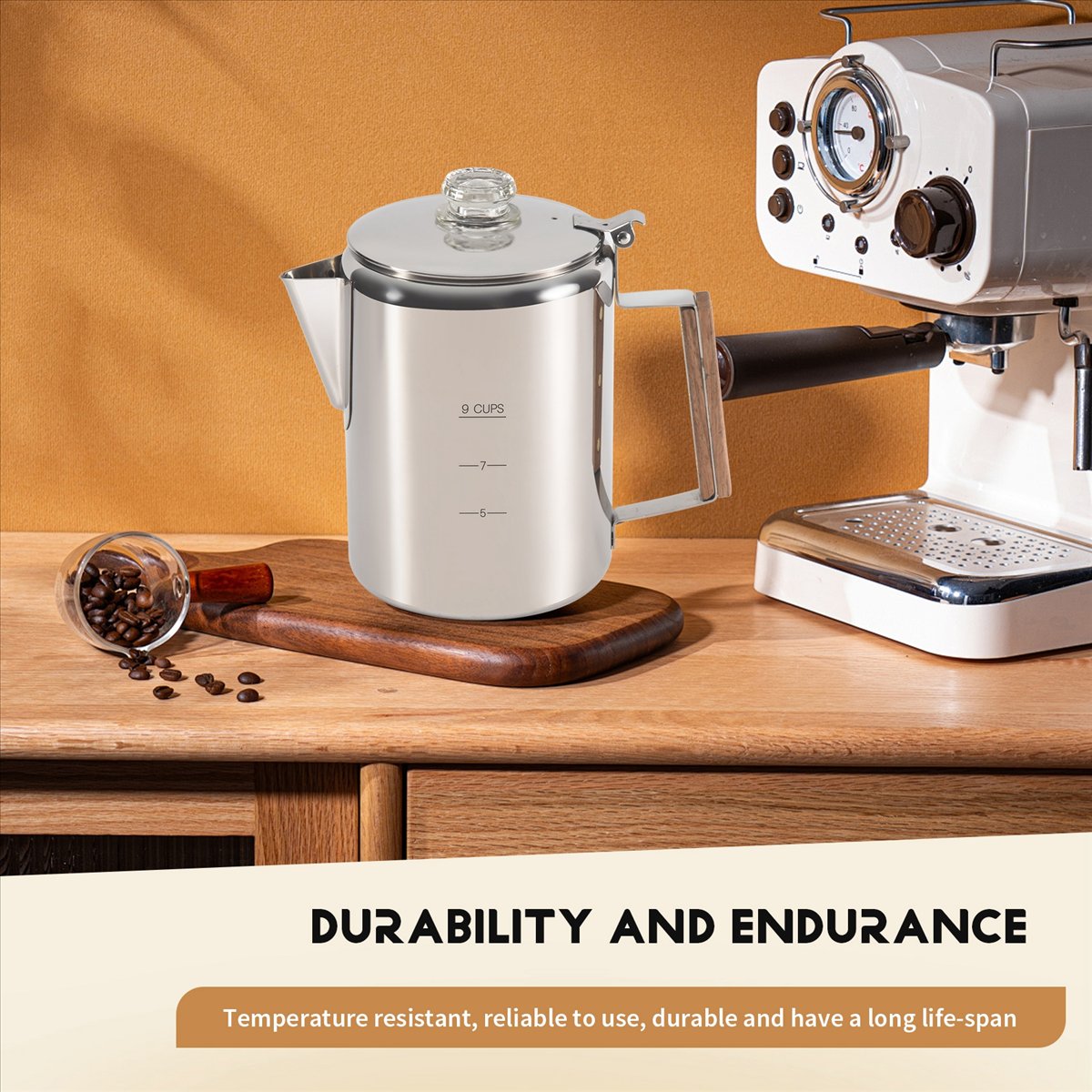 Camp Percolator Coffee - เครื่องชงกาแฟแบบพกพา HITL สำหรับตั้งเตา ใช้สำหรับตั้งแคมป์ หม้อกาแฟสแตนเลส เครื่องชงกาแฟสำหรับแคมป์ปิ้ง