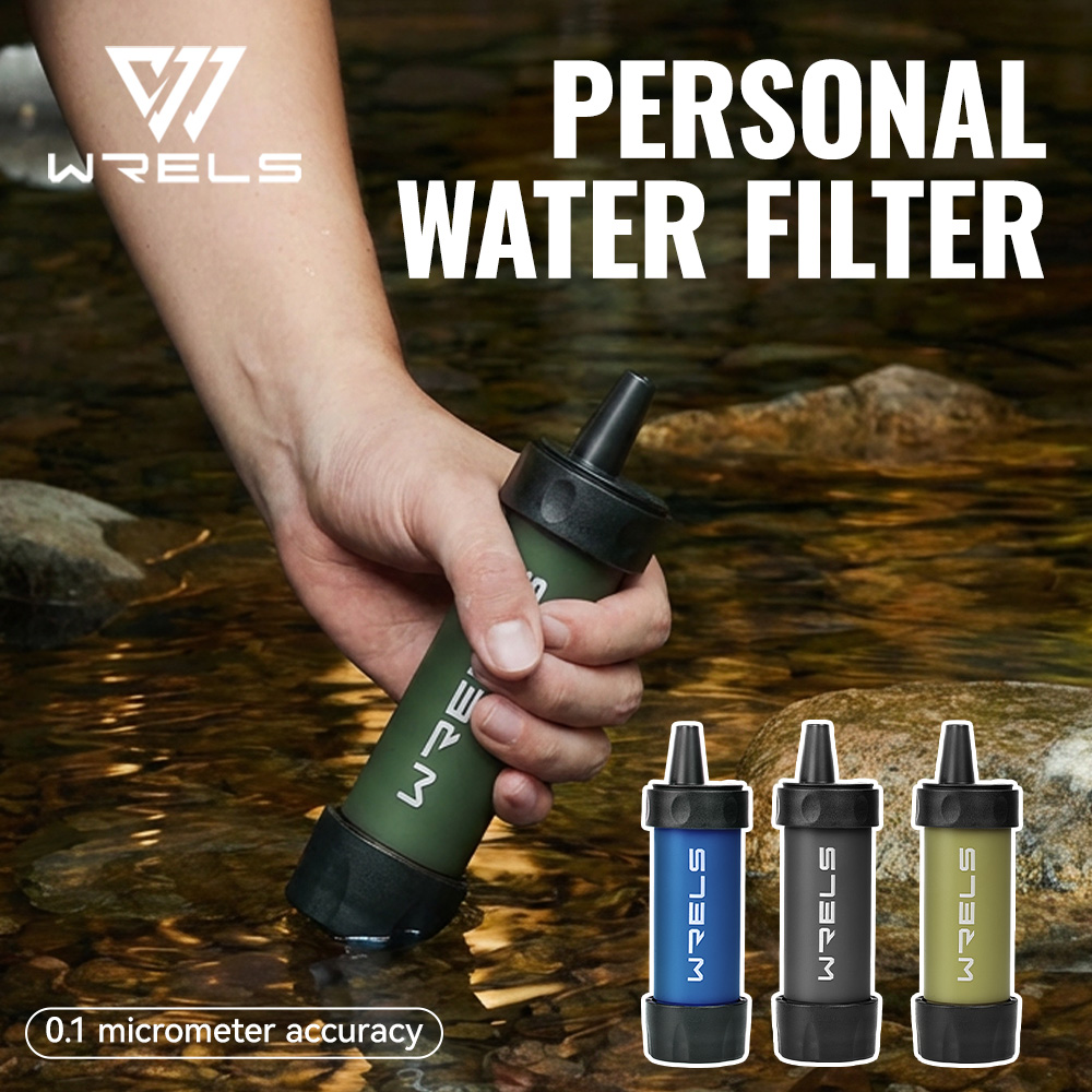 Outdoor Camping Direct - WRELS เครื่องกรองน้ำพกพาสำหรับตั้งแคมป์และเอาตัวรอดในสถานการณ์ฉุกเฉินกลางแจ้ง - น้ำดื่มได้โดยตรง ปลอดภัยสำหรับน้ำธรรมชาติ
