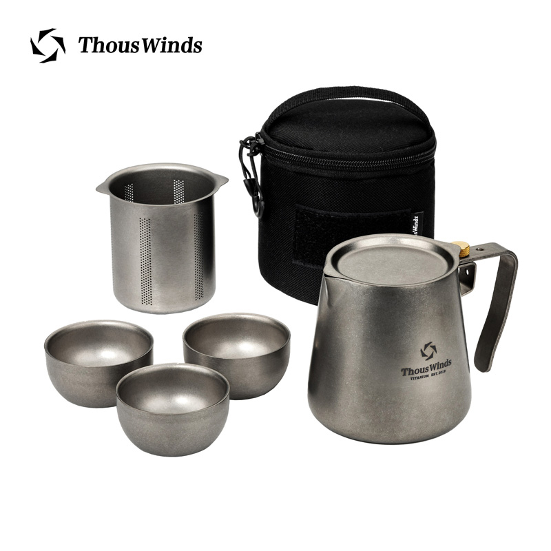 Outdoor Camping Solo - Thous Winds พิธีชงชาไทเทเนียมกลางแจ้ง Camping Tableware ชุดกาแฟหม้อชากาต้มน้ําสําหรับ
