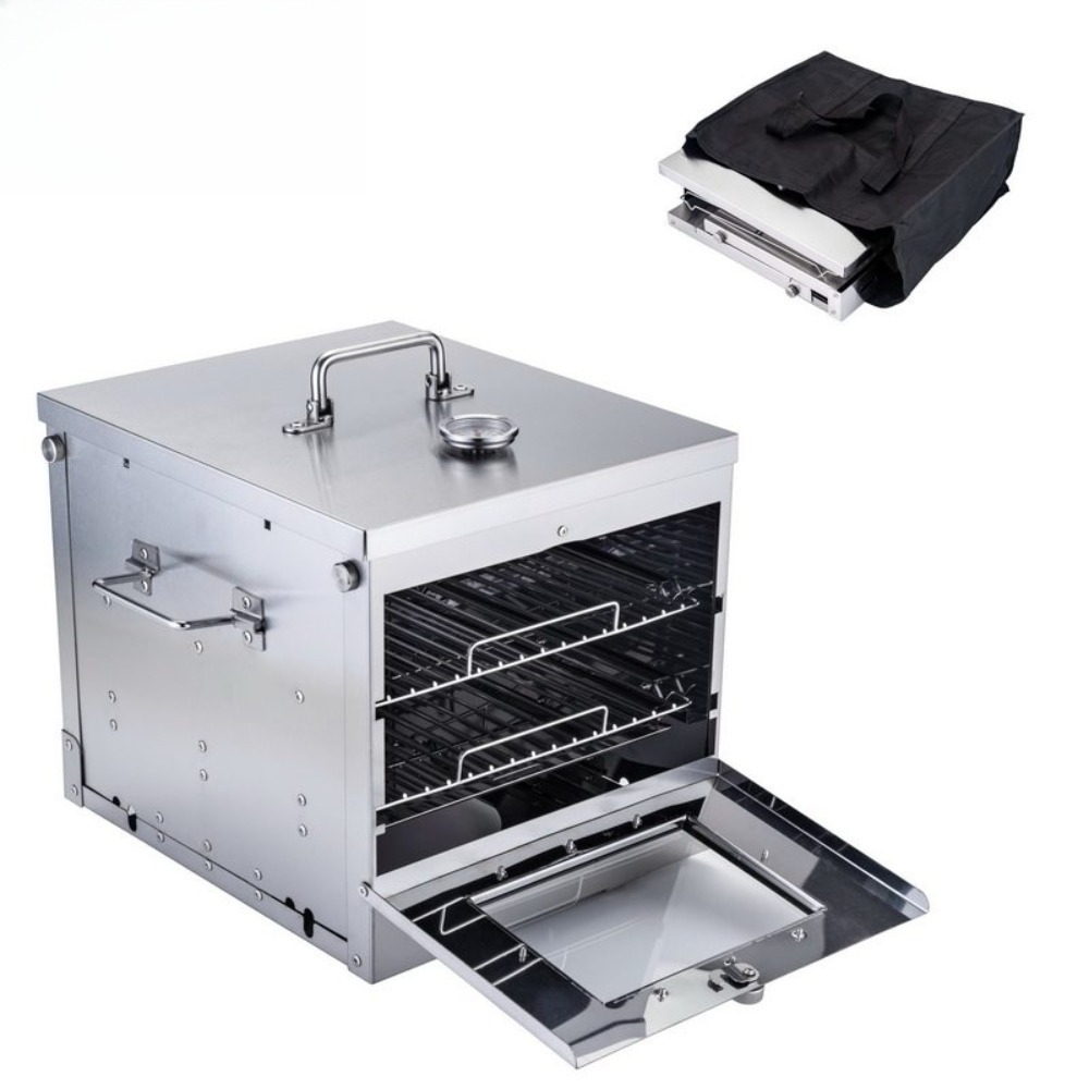 Outdoor Camping Oven - เตาแก๊สพกพาสำหรับตั้งแคมป์กลางแจ้ง สเตนเลสสตีล พร้อมเตาอบแบบพับได้ รุ่น B72