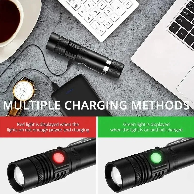 ไฟฉายแบบชาร์จได้ T6 ใช้แบตเตอร - Outdoor Camping Items บทวิจารณ์และราคา
