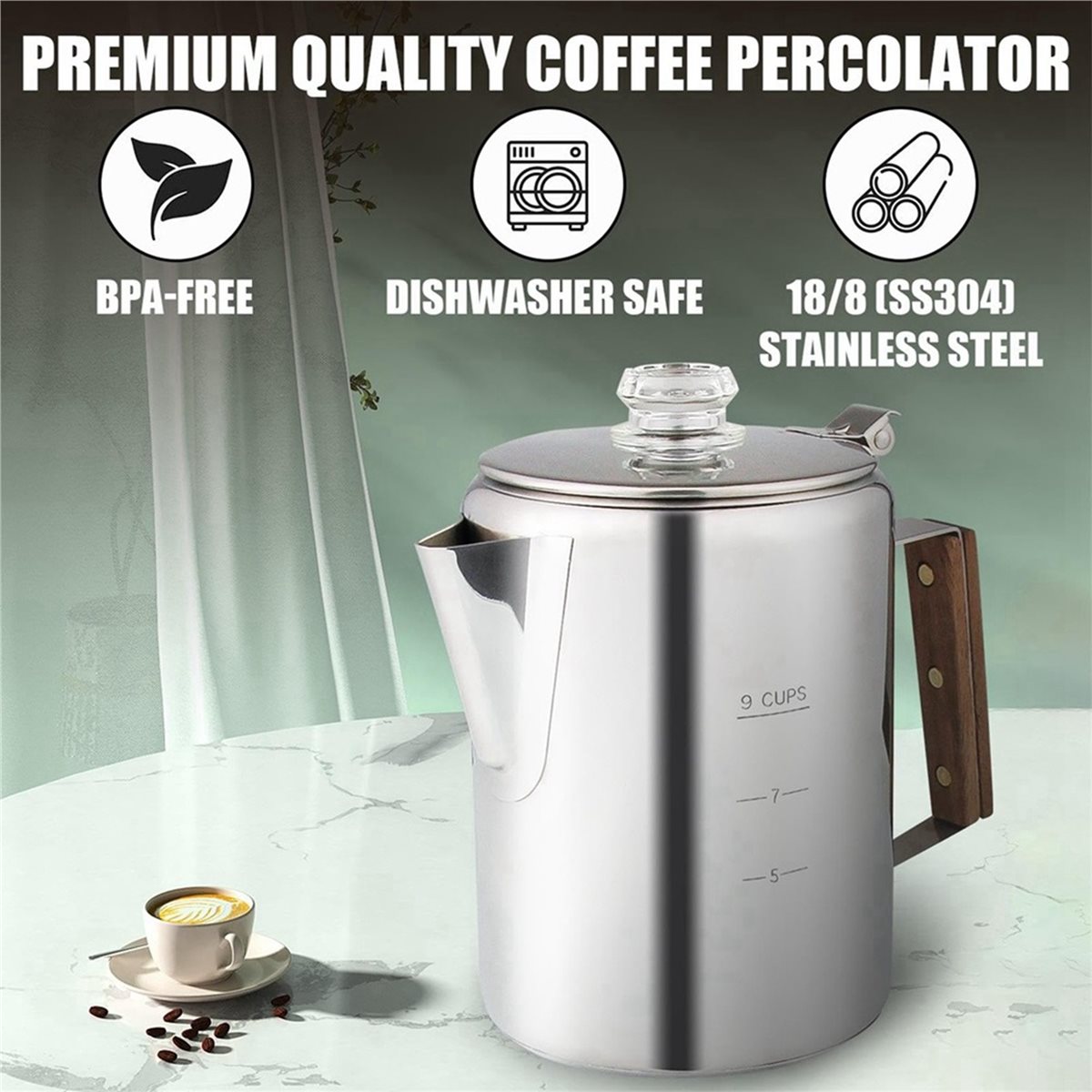 หม้อต้มกาแฟแบบพกพาสำหรับตั้งแค - Camp Percolator Coffee บทวิจารณ์และราคา