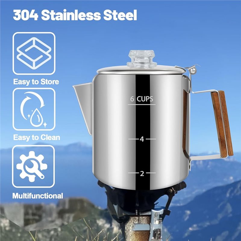 NOCM หม้อกาแฟ 6 ถ้วยเพอร์โคเลเ - Camp Percolator Coffee บทวิจารณ์และราคา