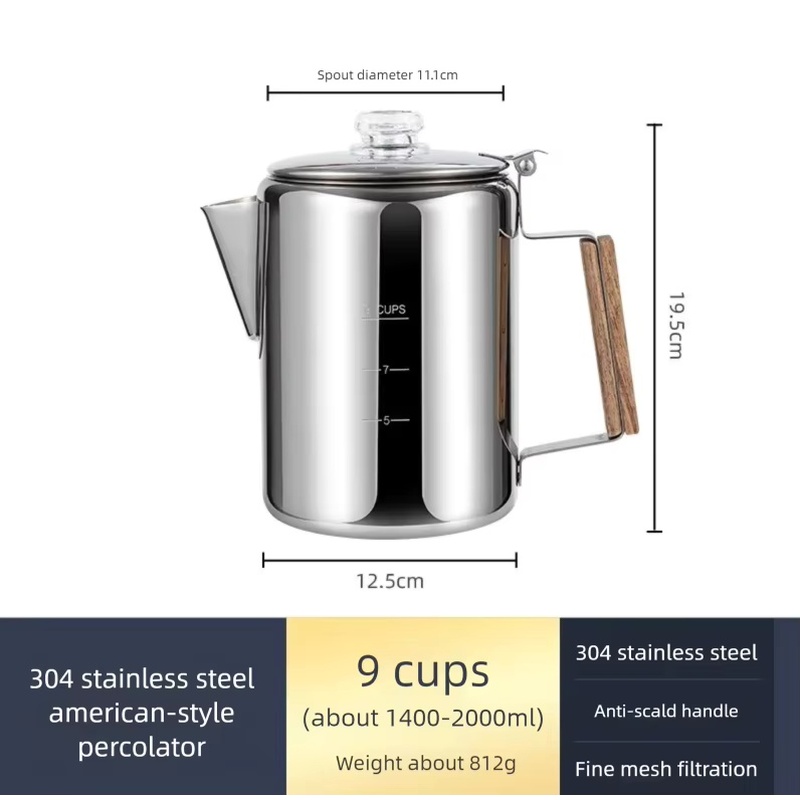 กาต้มน้ำสแตนเลสสำหรับตั้งแคมป์ - Camp Percolator Coffee บทวิจารณ์และราคา
