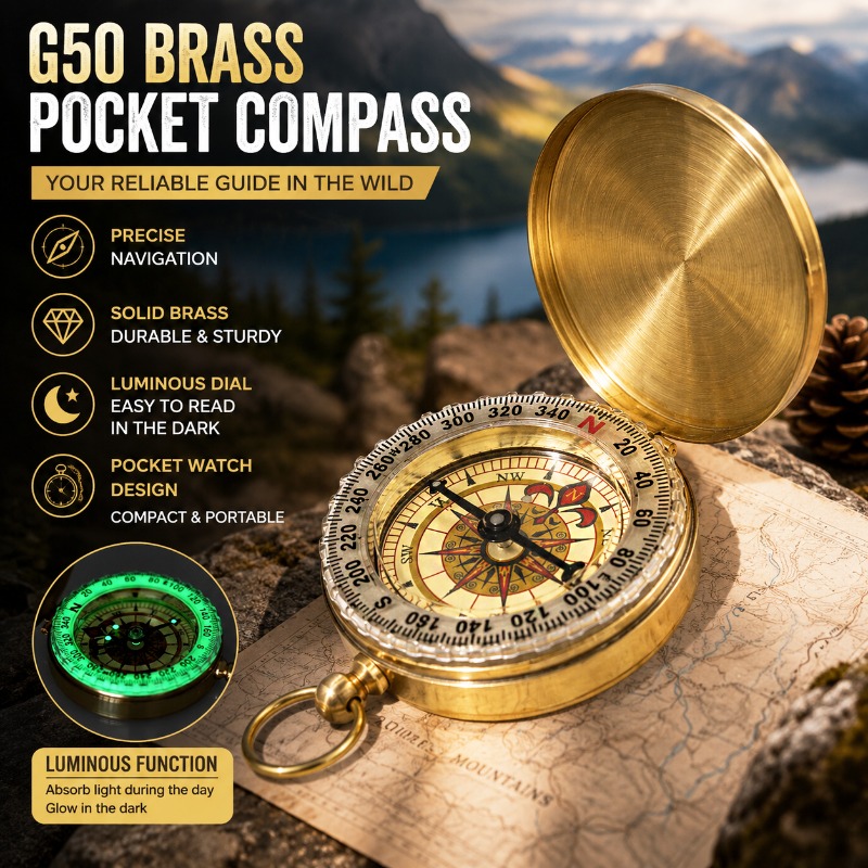 เข็มทิศพกพาทองเหลืองขนาด 50 มม - Outdoor Camping Direct บทวิจารณ์และราคา