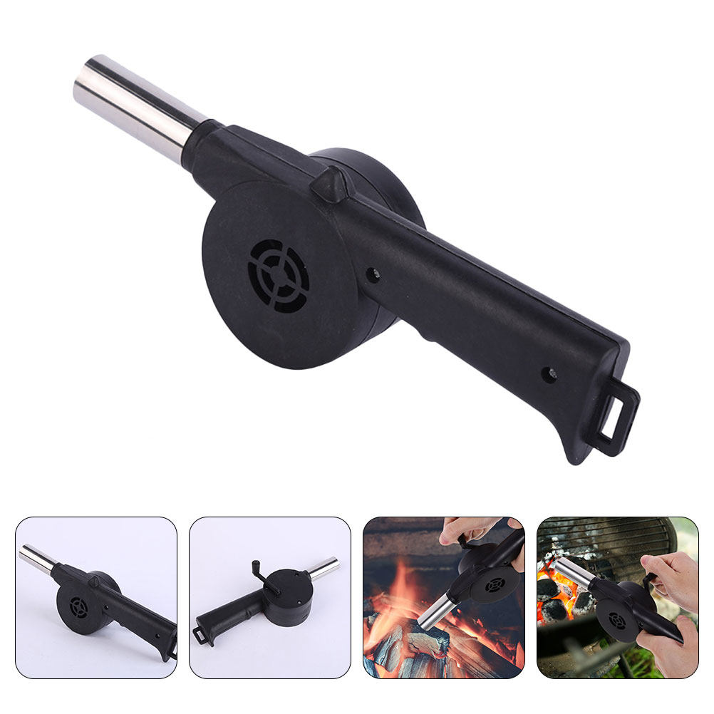 พัดลมมือหมุนสีดำสำหรับบาร์บีคิ - Outdoor Camping Fire บทวิจารณ์และราคา